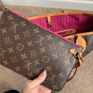 Louis Vuitton Monogram Clutch with Pink Accent